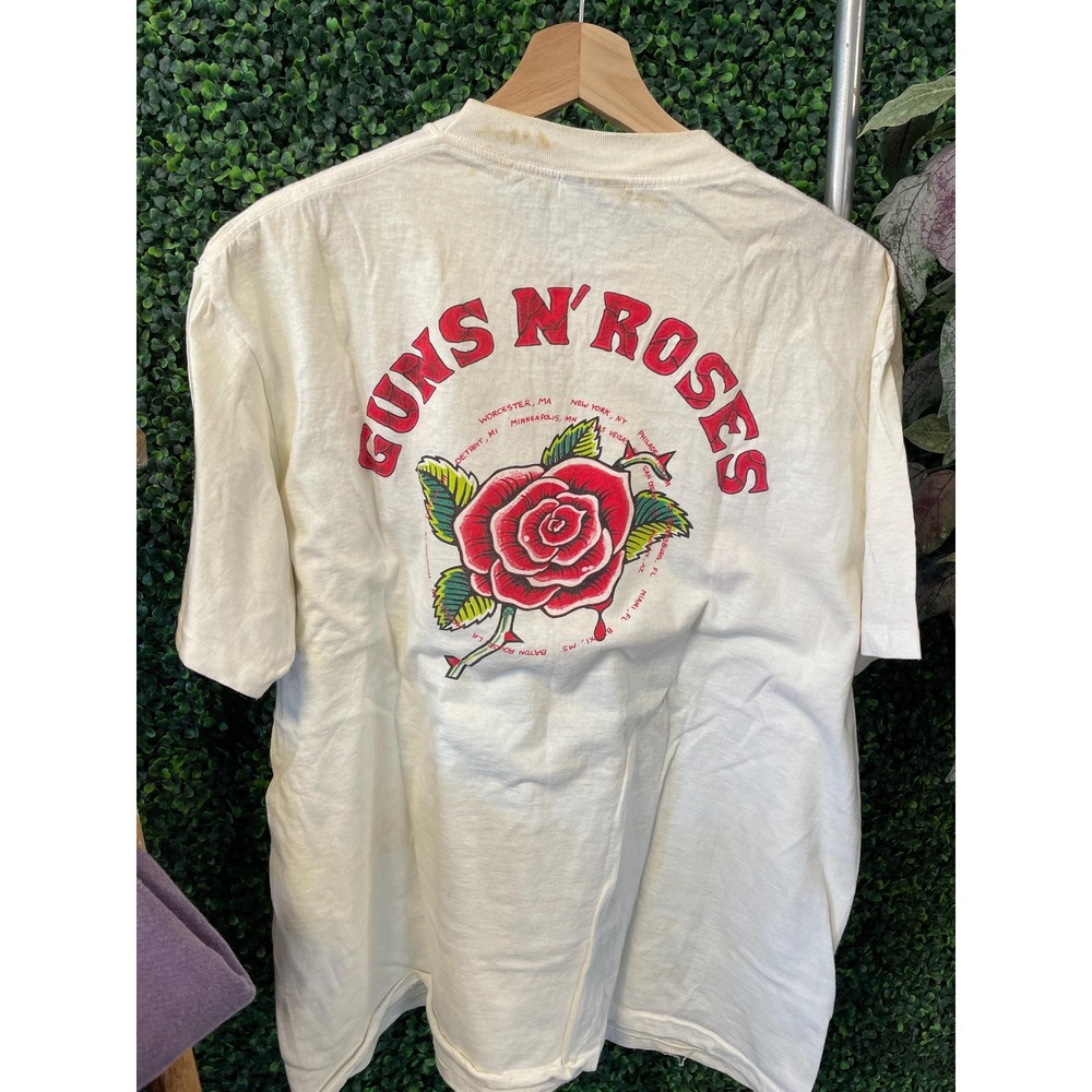vtg 90s GUNS n ROSES Shirt medium // vintage hair metal music rock autographed